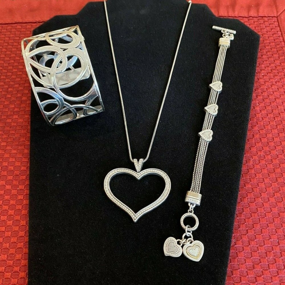 Brighton Large Heart Crystal Necklace 2 Bracelets